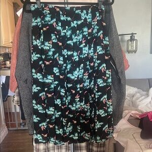 J. Crew Black Skirt with Blue and Pink Floral Pattern